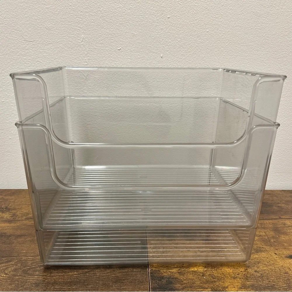 2x Plastic Storage Bins - Clear
